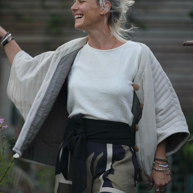 Quintessence - Ceinture Anita - lin stone wash noir