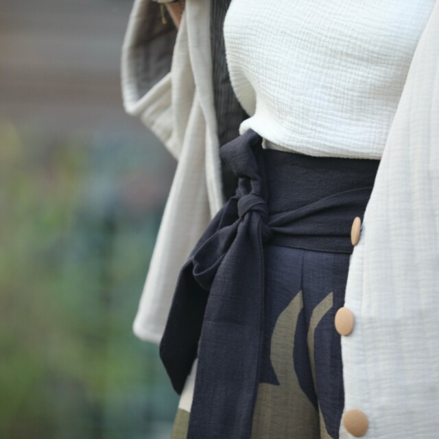 Quintessence - Ceinture Anita  – lin stone wash noir