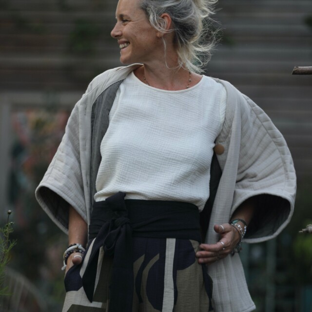 Quintessence - Ceinture Anita - lin stone wash noir