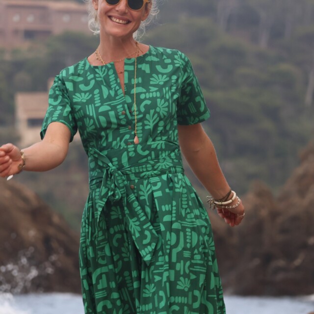 Ceinture Anita – popeline de coton Milos vert India par la marque Quintessence Quintessence - Ceinture Anita – popeline de coton Milos vert India