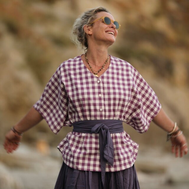 Quintessence - Ceinture Anita  - sergé de viscose parme