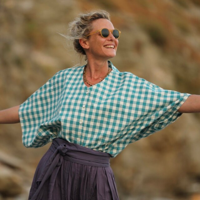 Quintessence - Ceinture Anita  - sergé de viscose parme