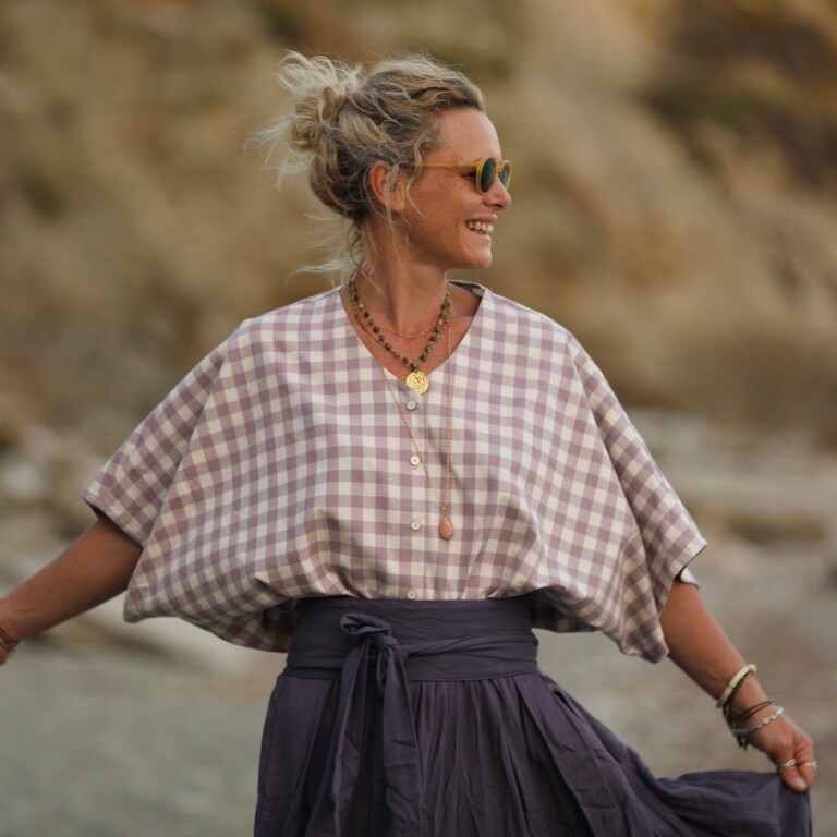 Quintessence - Ceinture Anita  - sergé de viscose parme