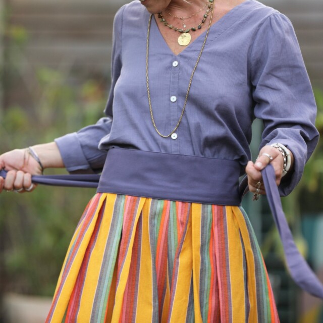 Quintessence - Ceinture Anita  - sergé de viscose parme