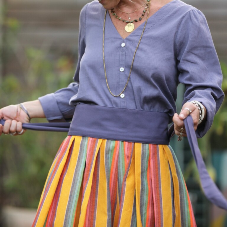 Quintessence - Ceinture Anita  - sergé de viscose parme