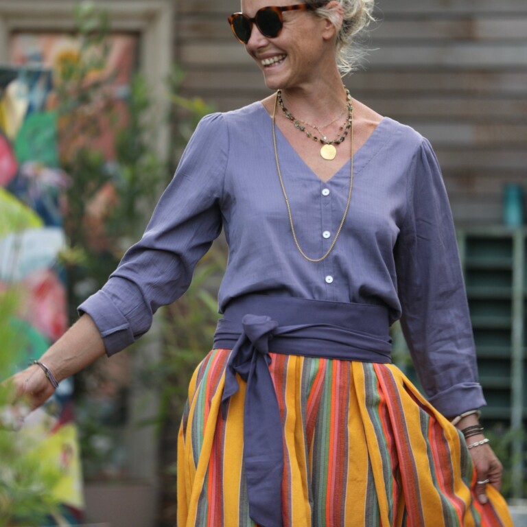 Quintessence - Ceinture Anita  - sergé de viscose parme