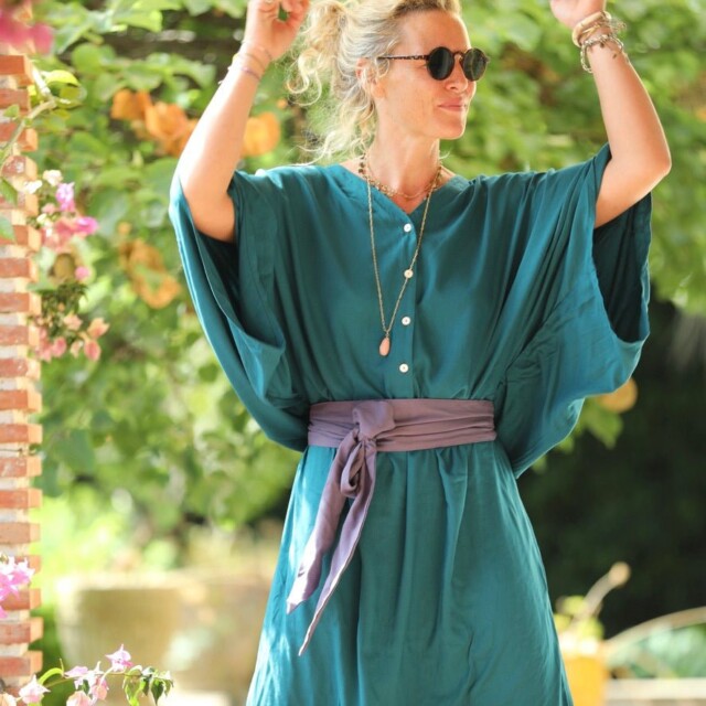 Quintessence - Ceinture Anita  - sergé de viscose parme