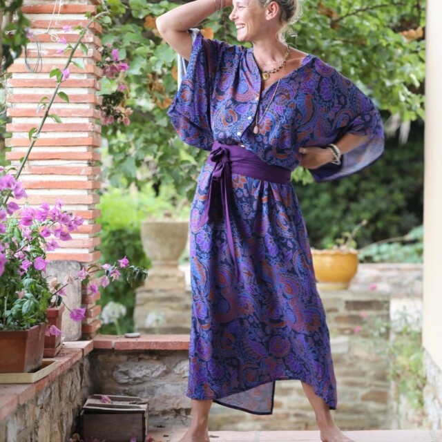 Quintessence - Ceinture Anita  - sergé de viscose lilas