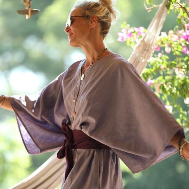 Quintessence - Ceinture Anita  - sergé de viscose lilas