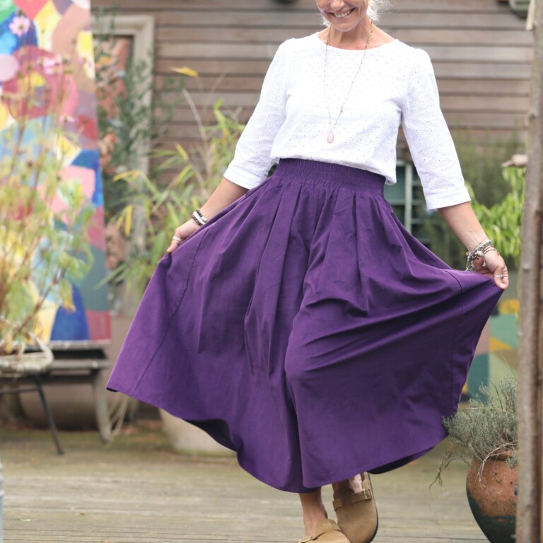 Quintessence - Ceinture Anita - velours de coton milleraies lilas (comme Paco)