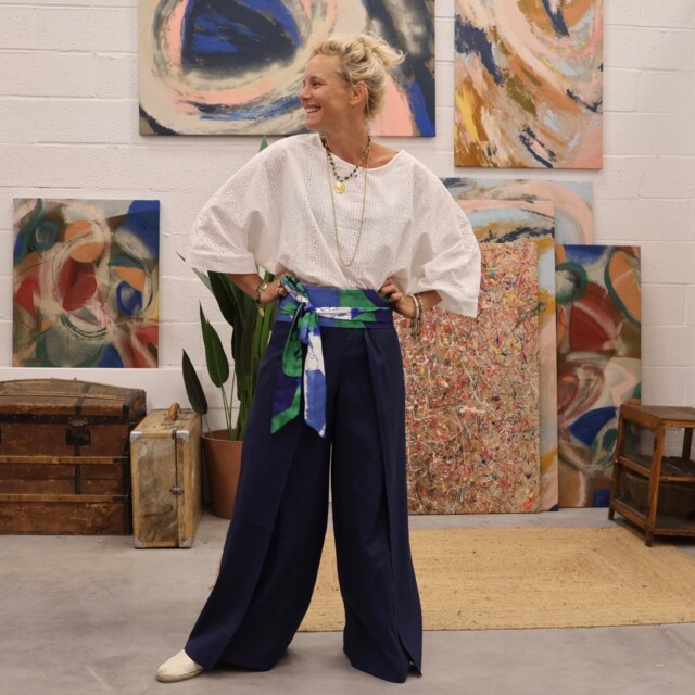 Quintessence - Ceinture Anita  - viscose aquarelle-craie bleu/vert