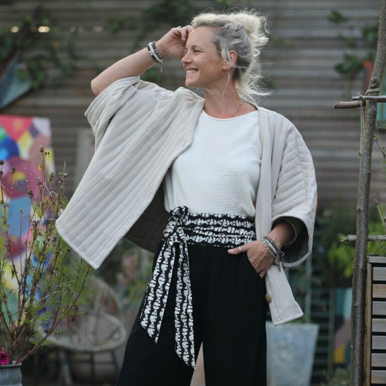 Quintessence - Ceinture Anita  - viscose batik noir/blanc