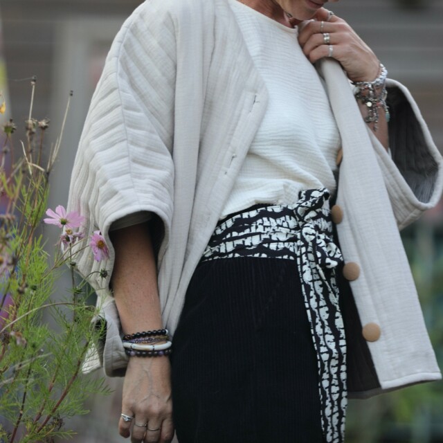 Quintessence - Ceinture Anita  - viscose batik noir/blanc