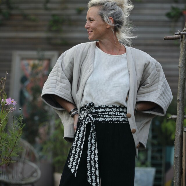 Quintessence - Ceinture Anita  - viscose batik noir/blanc