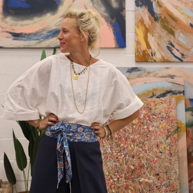 Quintessence - Ceinture Anita  – viscose bouquet turquoise