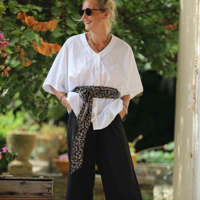 Quintessence - Ceinture Anita  - viscose Fleurs de nuit