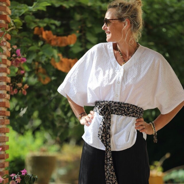 Quintessence - Ceinture Anita  - viscose Fleurs de nuit