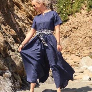 Quintessence - Ceinture Anita   viscose imprimé Ara bleu/ivoire