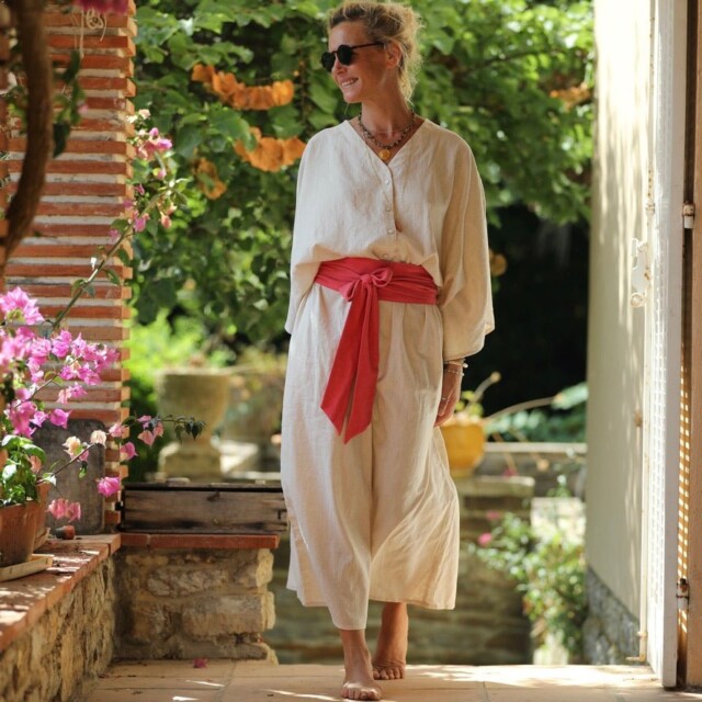 Quintessence - Ceinture Anita  - viscose/lin rose gourmand