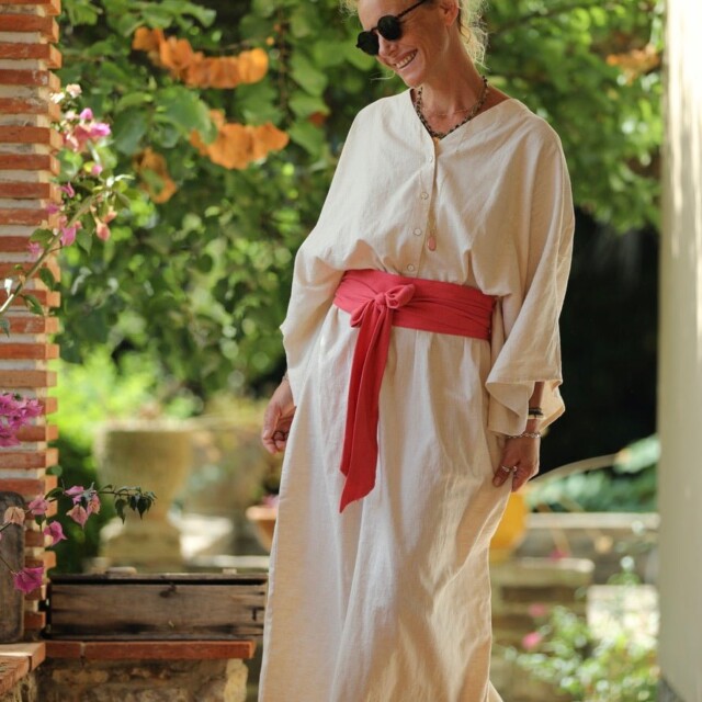 Quintessence - Ceinture Anita  - viscose/lin rose gourmand