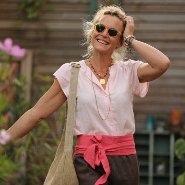 Quintessence - Ceinture Anita  - viscose/lin rose gourmand