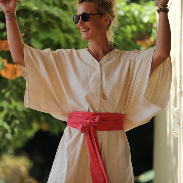 Quintessence - Ceinture Anita  - viscose/lin rose gourmand