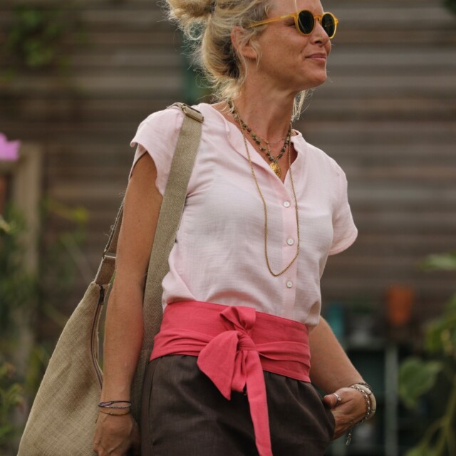 Quintessence - Ceinture Anita  - viscose/lin rose gourmand