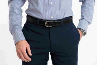 Daguet - Ceinture Achille  Cuir lisse noir