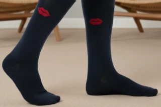 Airplum - Chaussette cœur homme femme HISOU bleu marine en coton