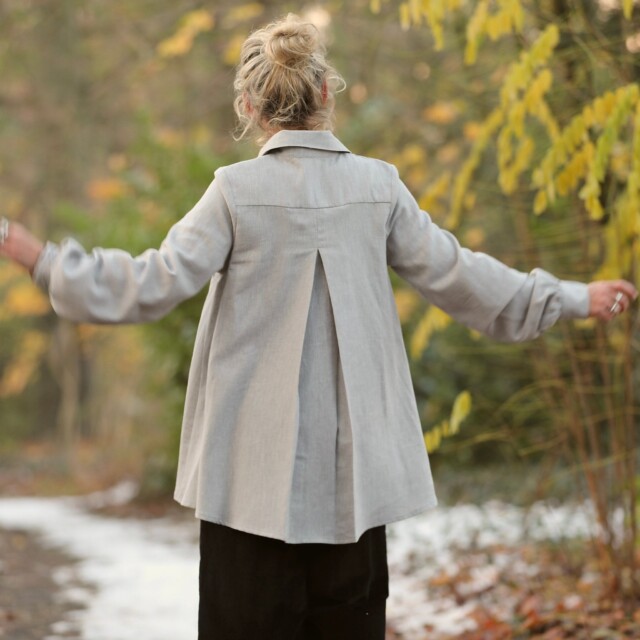 Quintessence - Chemise Caroline - Coton/lin chevron gris clair