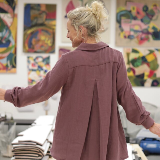 Quintessence - Chemise Caroline - Double gaze de coton parme