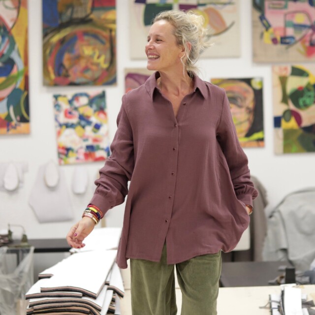 Quintessence - Chemise Caroline – Double gaze de coton parme