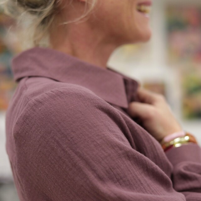 Quintessence - Chemise Caroline - Double gaze de coton parme