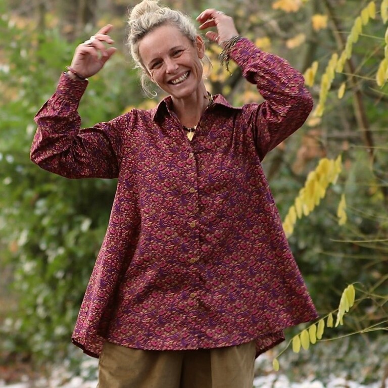 Meta SS25 - Chemise Caroline - Satin de coton Jardin Épicé – XXL