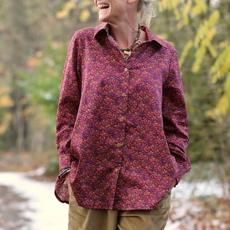 Meta SS25 - Chemise Caroline - Satin de coton Jardin Épicé – XXL