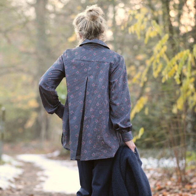 Quintessence - Chemise Caroline - Satin de coton Rayures Botaniques