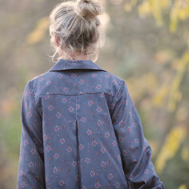 Quintessence - Chemise Caroline - Satin de coton Rayures Botaniques