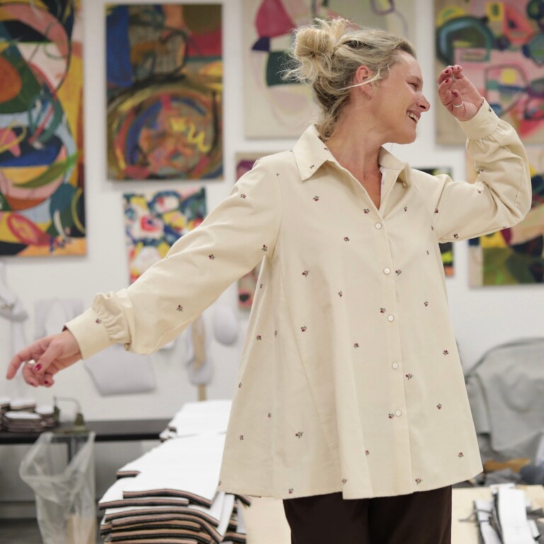 Quintessence - Chemise Caroline - Velours milleraies ivoire fleuri