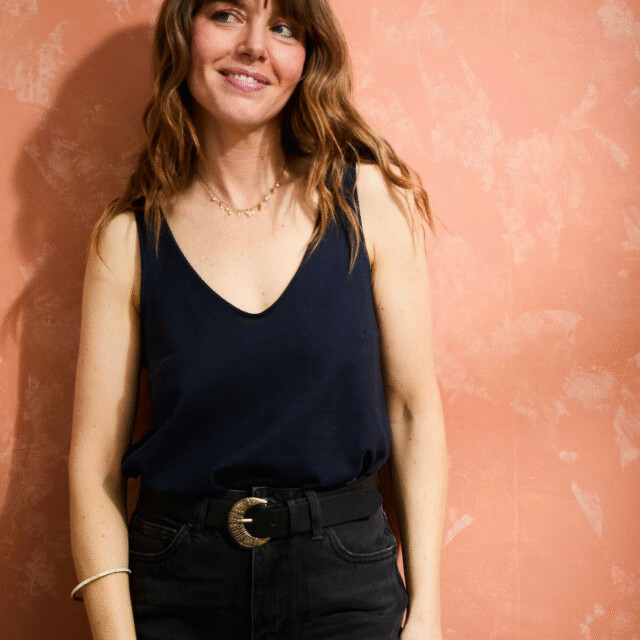 Lemahieu - Débardeur lin/coton - Marine - Femme