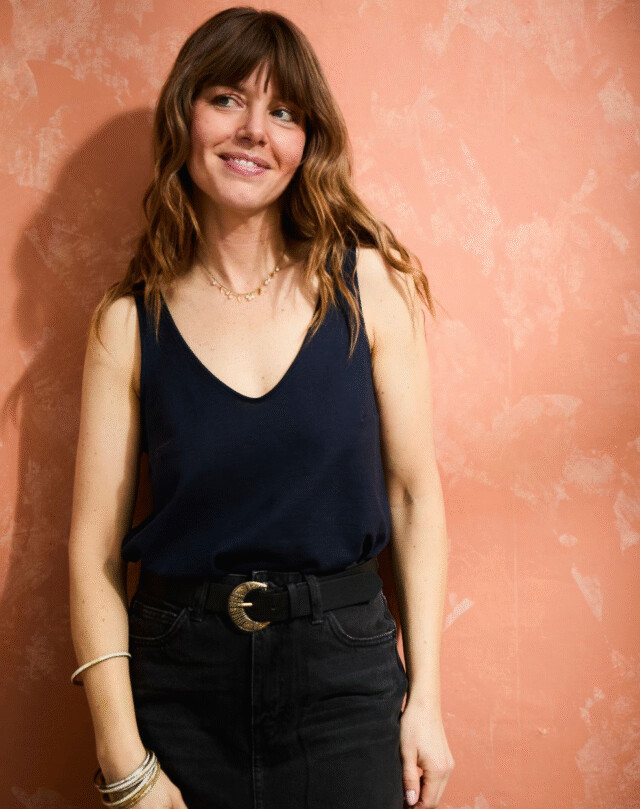 Lemahieu - Débardeur lin/coton - Marine - Femme