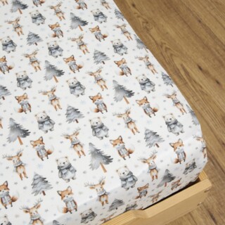 L’Atelier de Morphée - Drap housse Animaux Hiver blanc