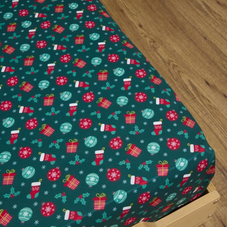 drap housse noel vert Atelier Morphée - Drap housse Noël Vert
