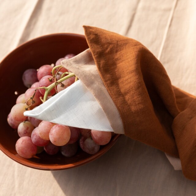Embrin - Lot de 4 serviettes en lin - Caramel
