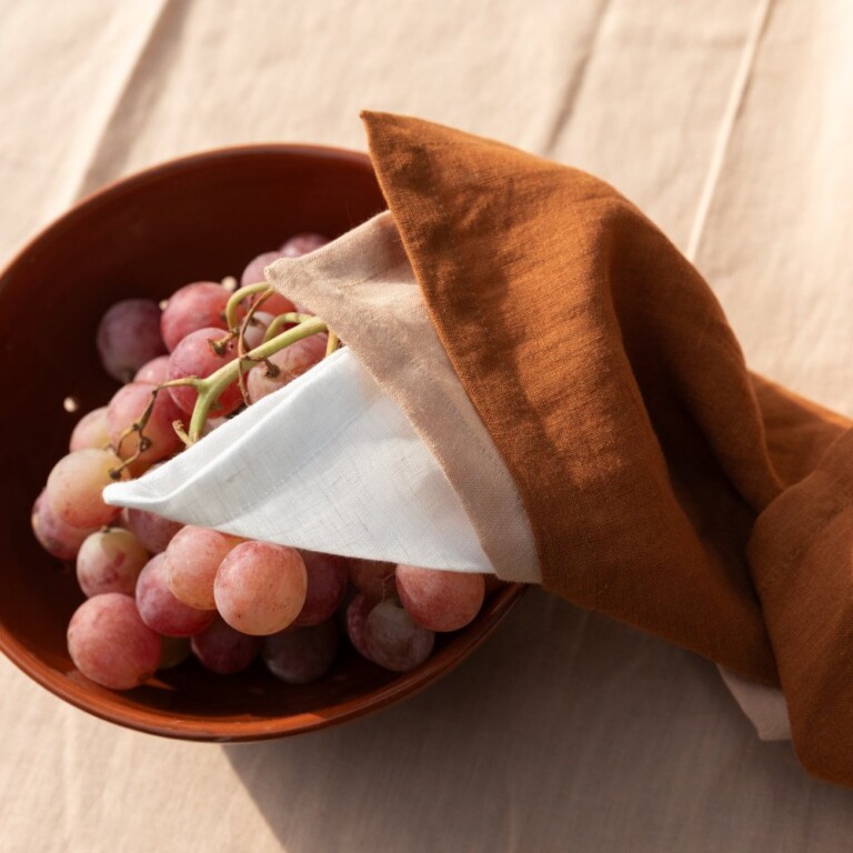 Embrin - Lot de 4 serviettes en lin - Caramel