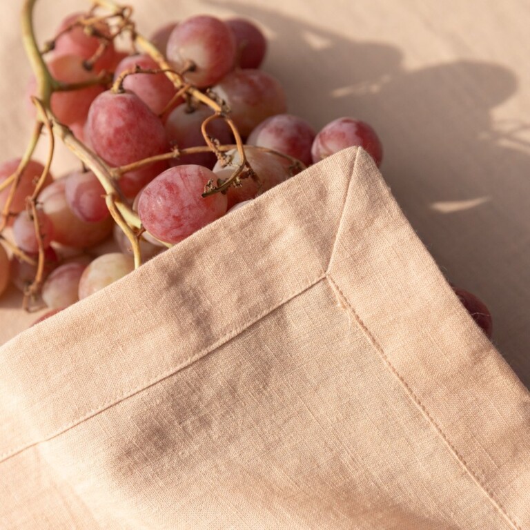Embrin - Lot de 4 serviettes en lin - Pêche