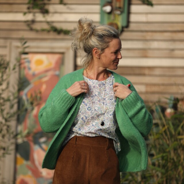 Quintessence - Gilet Augustine vert printemps