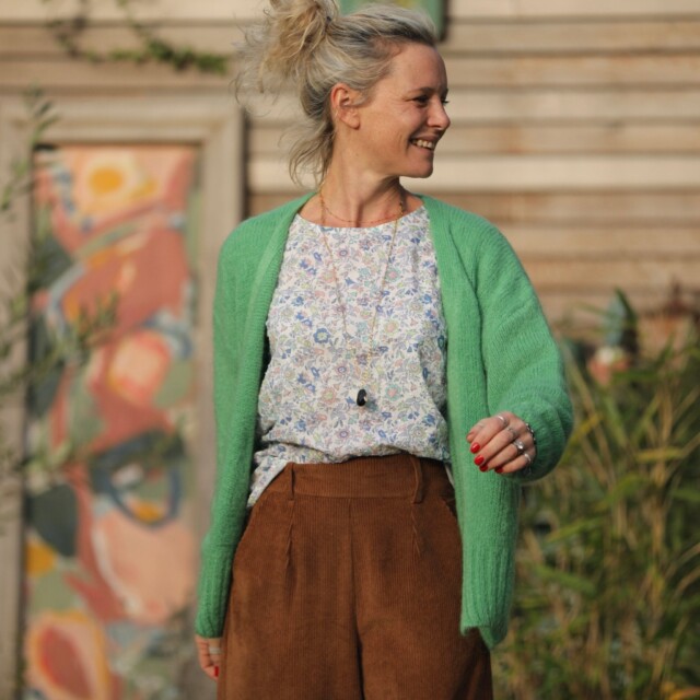 Quintessence - Gilet Augustine vert printemps