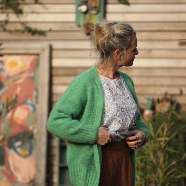 Quintessence - Gilet Augustine vert printemps