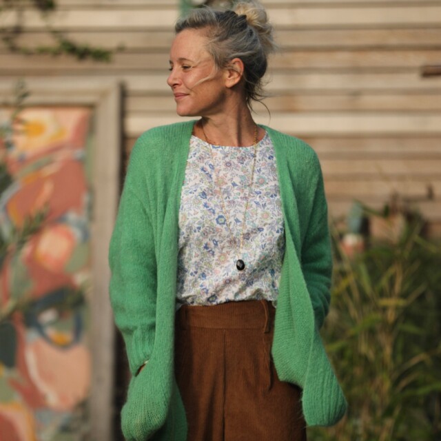 Quintessence - Gilet Augustine vert printemps