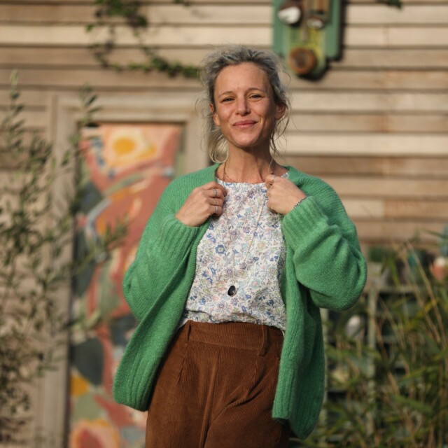 Quintessence - Gilet Augustine vert printemps